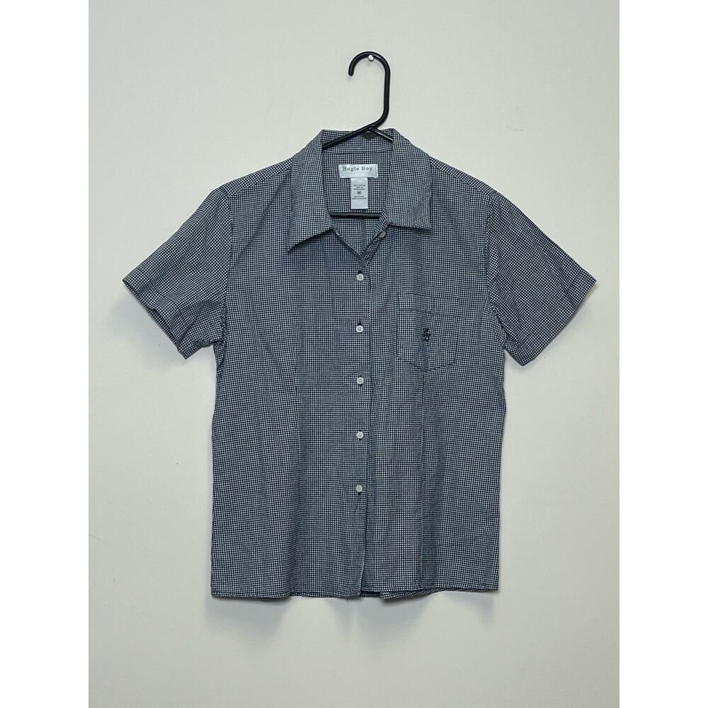 Vintage Bugle Boy Collection for Her Gingham Print Short Sleeve Button Medium
